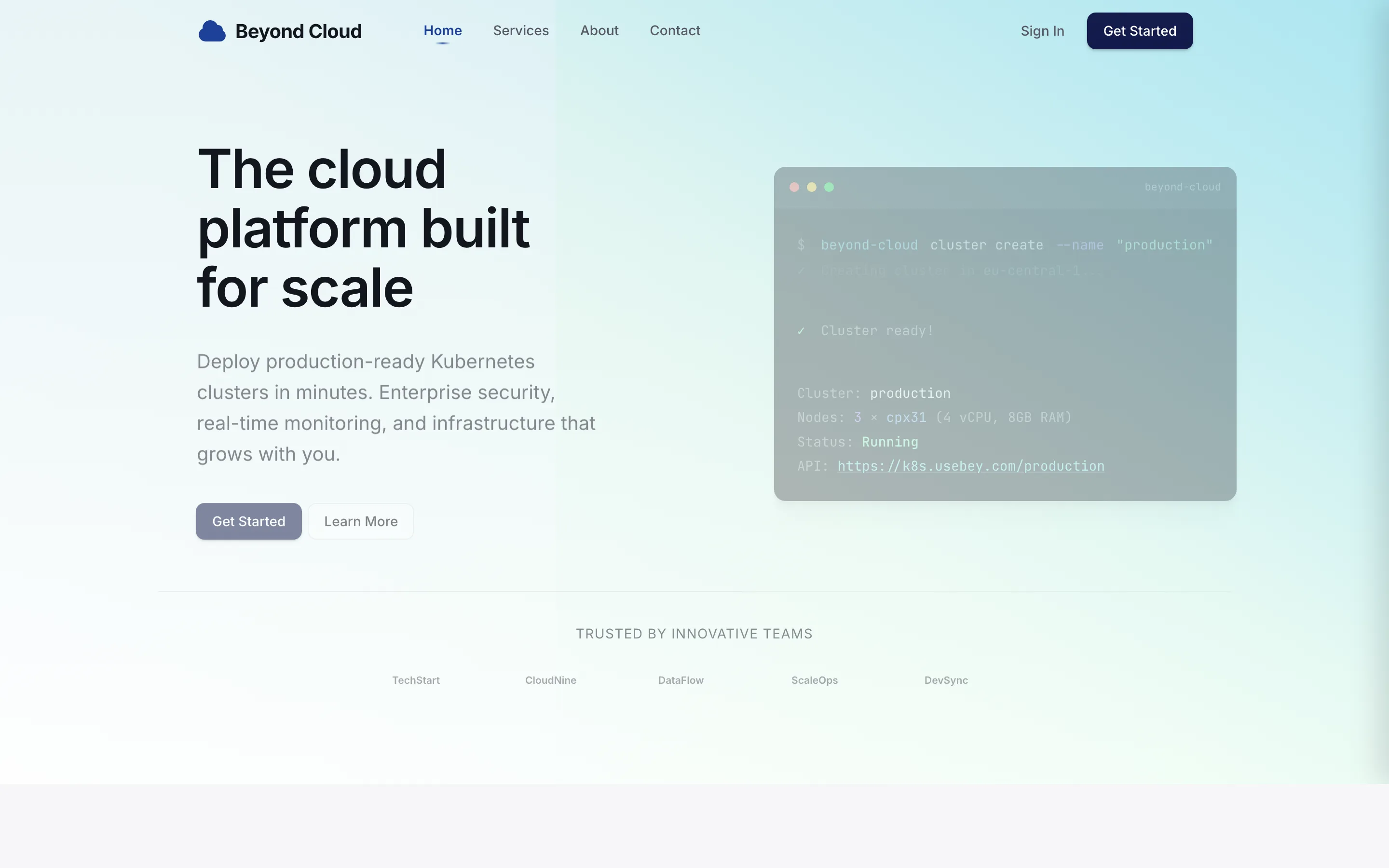 Beyond Cloud product screenshot